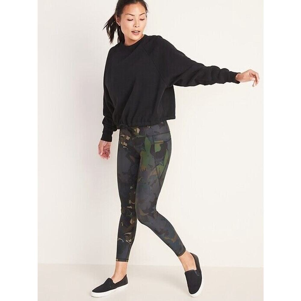 Old Navy Active XL Sweatshirt Loose Dolman Sleeve Drawstring Hem Black Jack